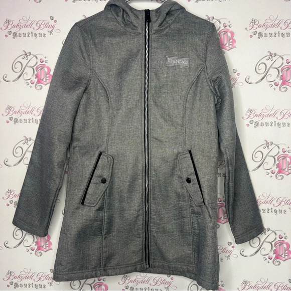 Bebe sport coat jacket windbreaker raincoat fleece interior grey with crystals - Picture 4 of 8